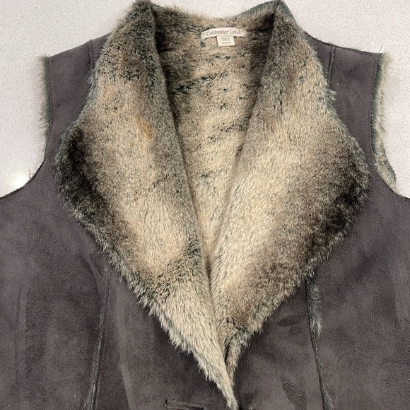 Coldwater Creek Vest Womens Size S Gray Faux Suede Fur Toggle Button Jacket - Picture 6 of 12